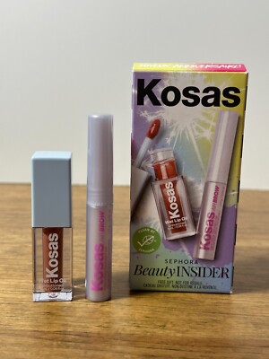 Kosas Wet Lip Oil Gloss in Unbuttoned & Air Brow Clear Set New in Box Sephora