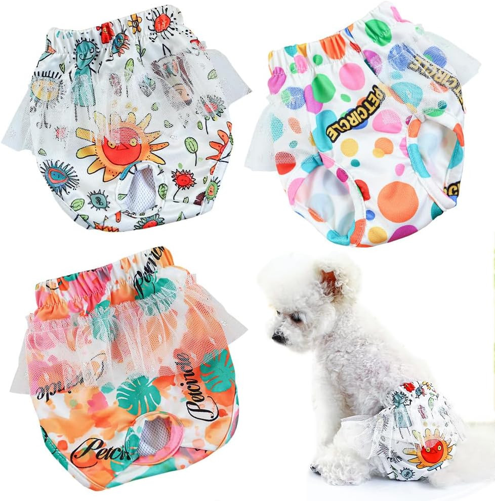 Pannolini Riutilizzabili per Cani Femmina - 3 Pack Mutande Igieniche