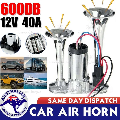 600DB 12V Car Air Horn Kit Loud Speaker Dual Trumpet Compressor Truck Vehicle Oz - Picture 1 of 12