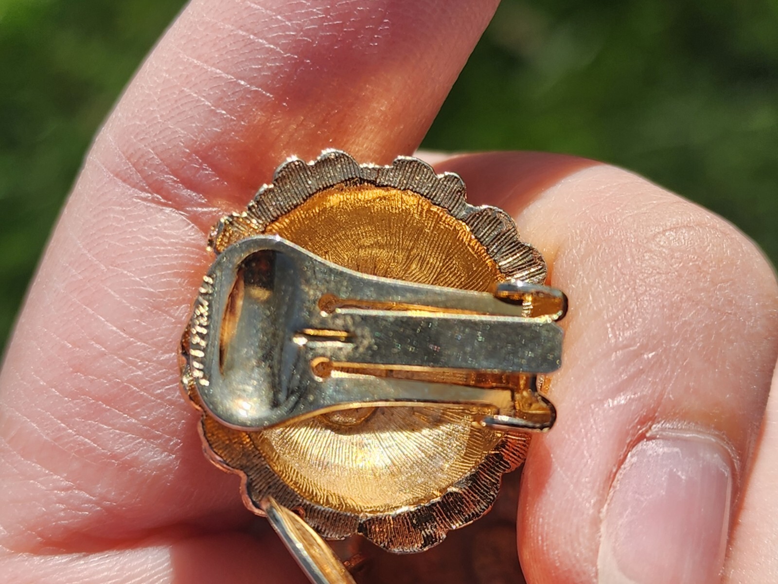 Vtg KJL Designer Signed Gold Tone Nugget Brutalis… - image 12