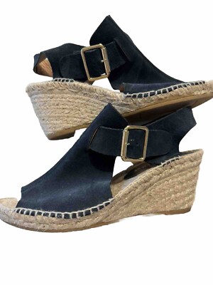 BETTYE MULLER Dawn Navy Blue Suede Leather Espadrille Wedges  display picture 1
