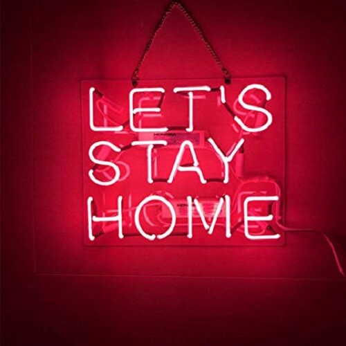 Let's Stay Home Pink Acrylic 14"x10" Neon Light Sign Lamp Wall Decor Bedroom