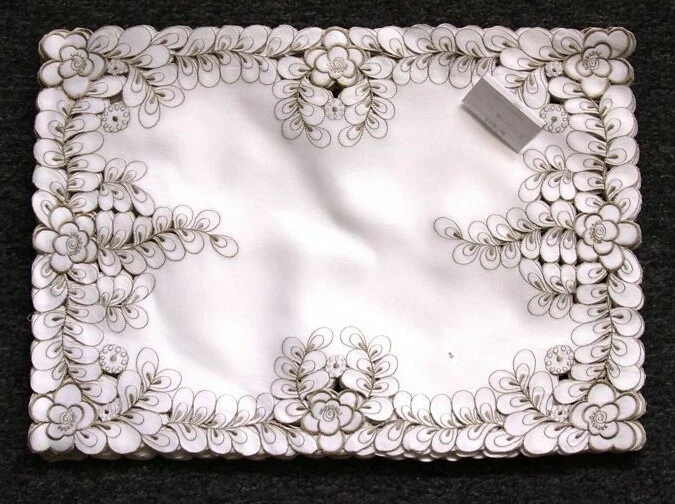 Bestickt Pfau Polyester Stoff Stickerei Tisch Tischset Läufer Party Deko