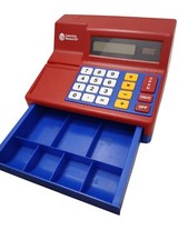 Learning Resources Calculator Cash Register WORKS Opens Sound Red Pretend Play