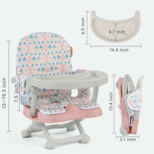 Travel Booster Seat w/ Tray Adjustable Folding High Chair Children Baby Armchair - Picture 35 of 78