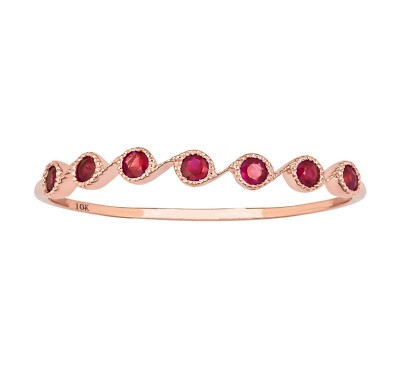 10 Karat Rotgold echter runder Rubin vorsteckbares Band