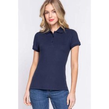 ACTIVE BASIC Full Size Classic Short Sleeve Polo Top