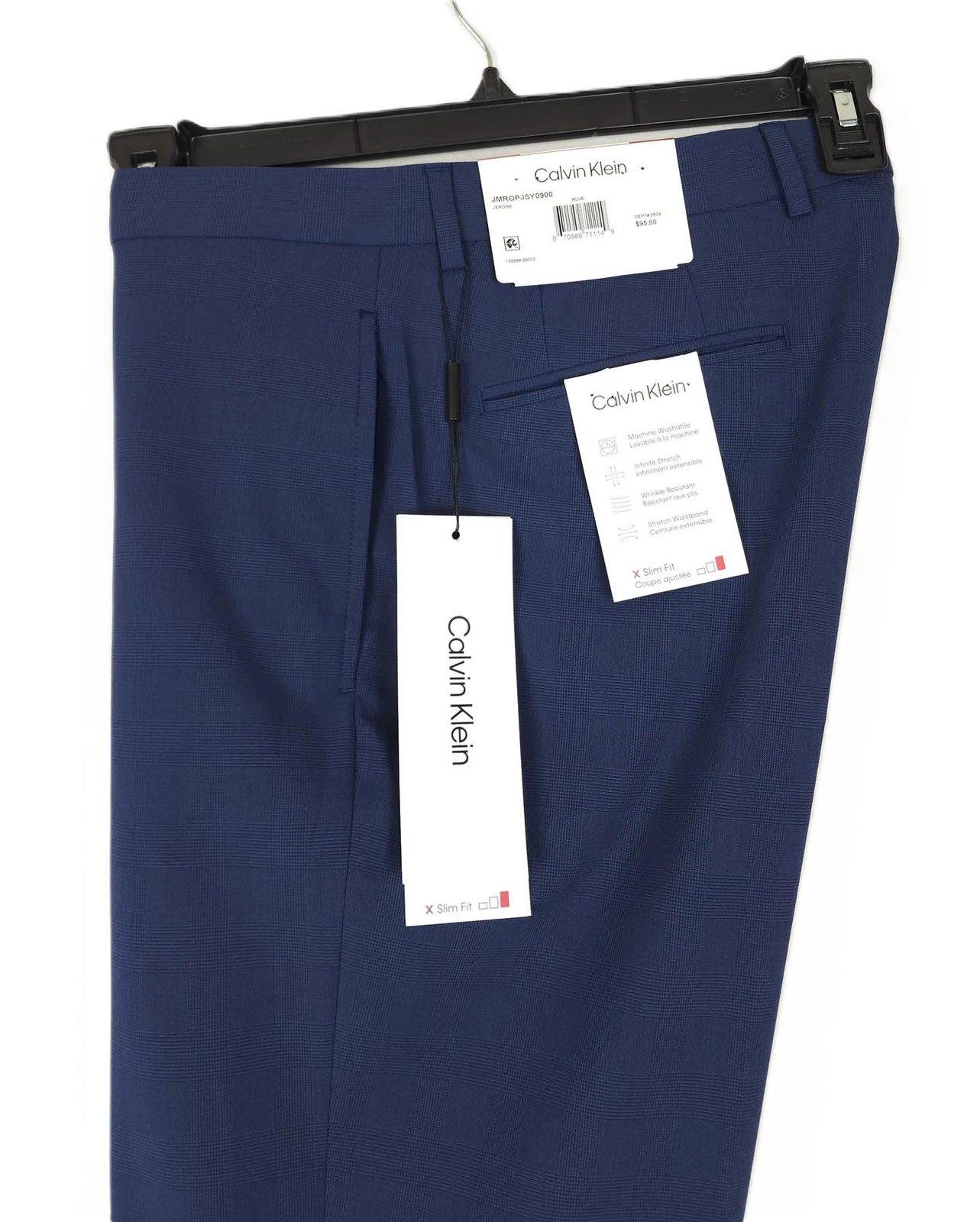 Calvin Klein Mens Slim Fit Dress Pants 34x32 Blue Plaid Infinite Stretch NWT
Opens in a new window o