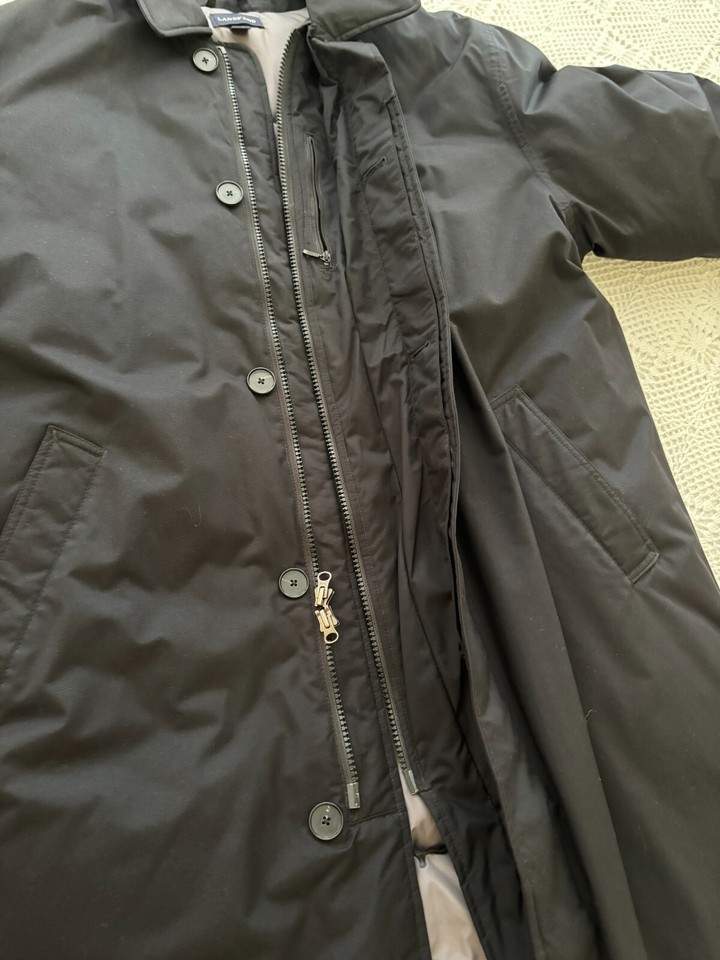 Lands End Men's Large /Tall size Black Goose Down Insulated Hooded