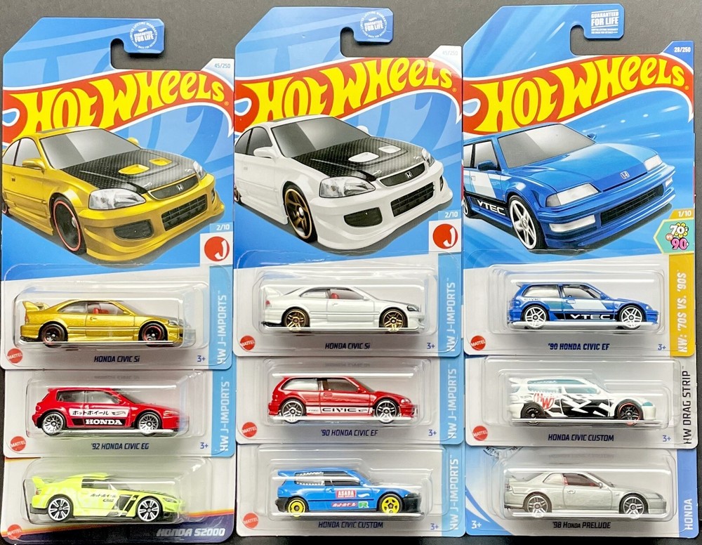HOT WHEELS HONDA LOT OF 9 DIFFERENT