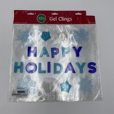 Winter Wonder Lane Happy Holidays & Snowflakes Gel Window Clings Stickers