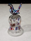 Vintage 5" Murano Italy Millefiori Glass Bell with Bird Handle