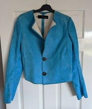 Dsquared2 Blue Goat Leather Button Jacket Blazer Womens - Uk 8 It 40 Small