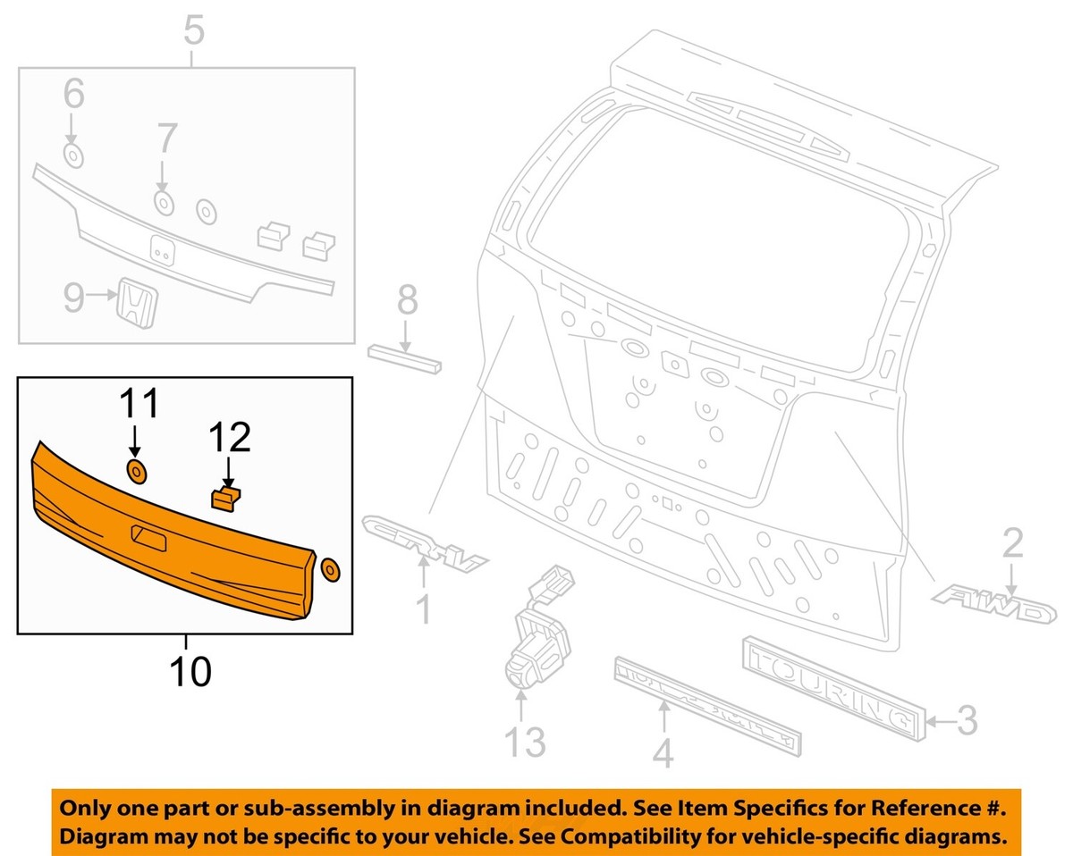 HONDA OEM 12-16 CR-V Lift Gate Exterior Trim-Finish Molding