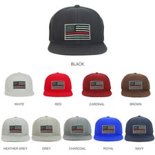 Youth Kid Thin Red Line American Flag Patch Flat Bill Baseball Cap - FREESHIP