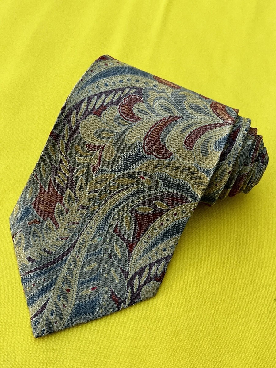 Authentic LUCIANO GUCCI Paisley Design On Brown Multicolor 100