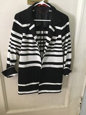 Nina Mcclemore Black And White Striped Open Jacket Size 8 Made In The Usa