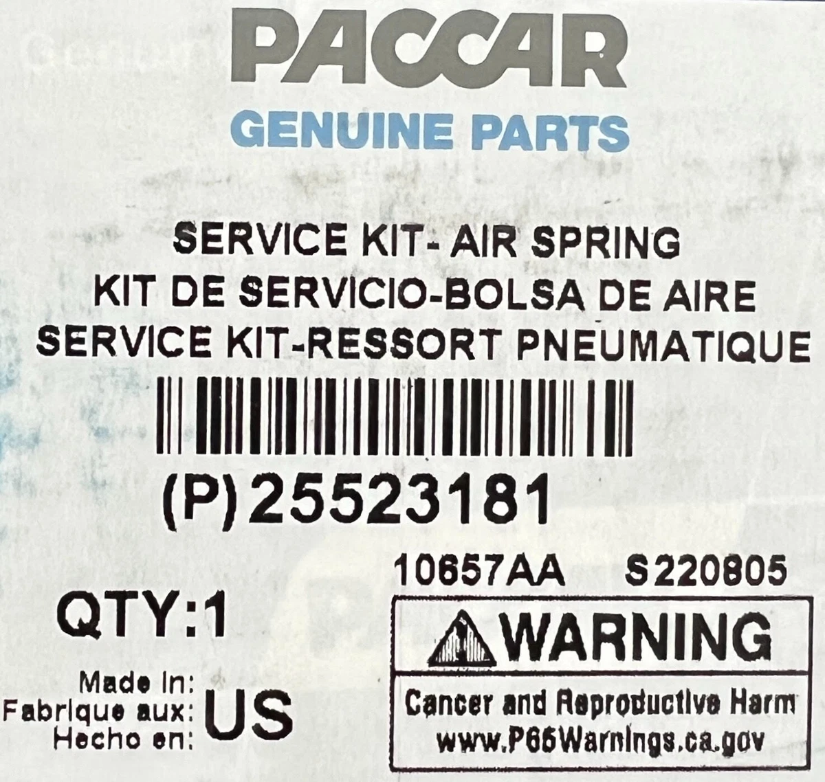 25523181 / 25523021 GENUINE PACCAR SERVICE KIT AIR SPRING OEM  