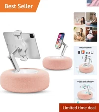 Elegant Pink Tablet Stand Pillow with Detachable Bowl - 360° Adjustable Comfort