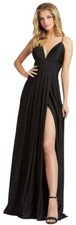 Ieena For Mac Duggal Black Deep V-Neck High Slit Sleeveless Gown Size 14 $338