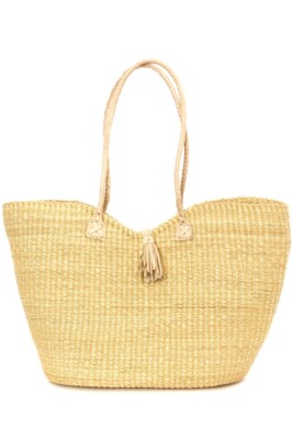 Handwoven African Harmony Tote Bag for Women with Elephant Grass and Leather