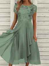 Women's Dress Chiffon Patchwork Round Neck Sequin Print Skirt Skirt Gown