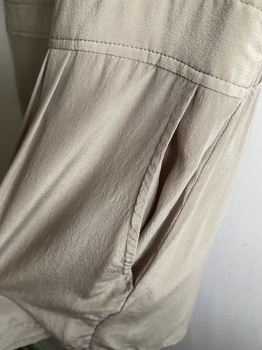 BCBGMAXAZRIA Paloma 100% Silk Romper Hazelnut Pockets Pleated Size Small - Picture 6 of 9