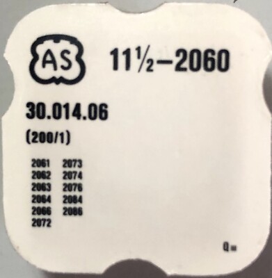 As Cal. 2060 Ref. 200/1 Vintage Uhrenteil 30.014.06 2061 2062 2063 Etc.