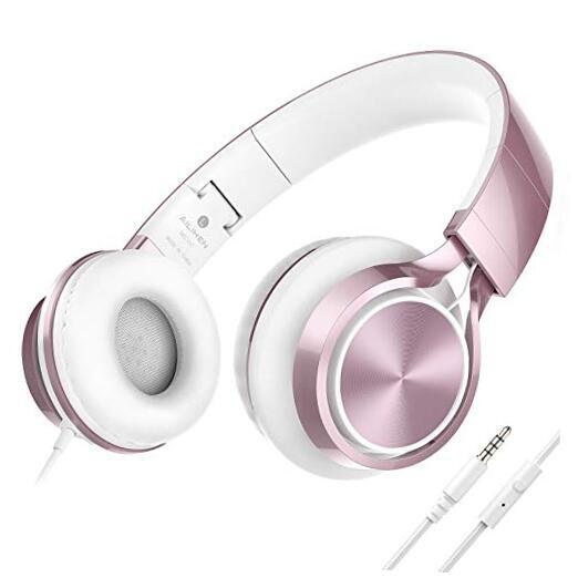 Kids Headphones,  Headphones for School Girls Wired On-Ear Headsets with Pink