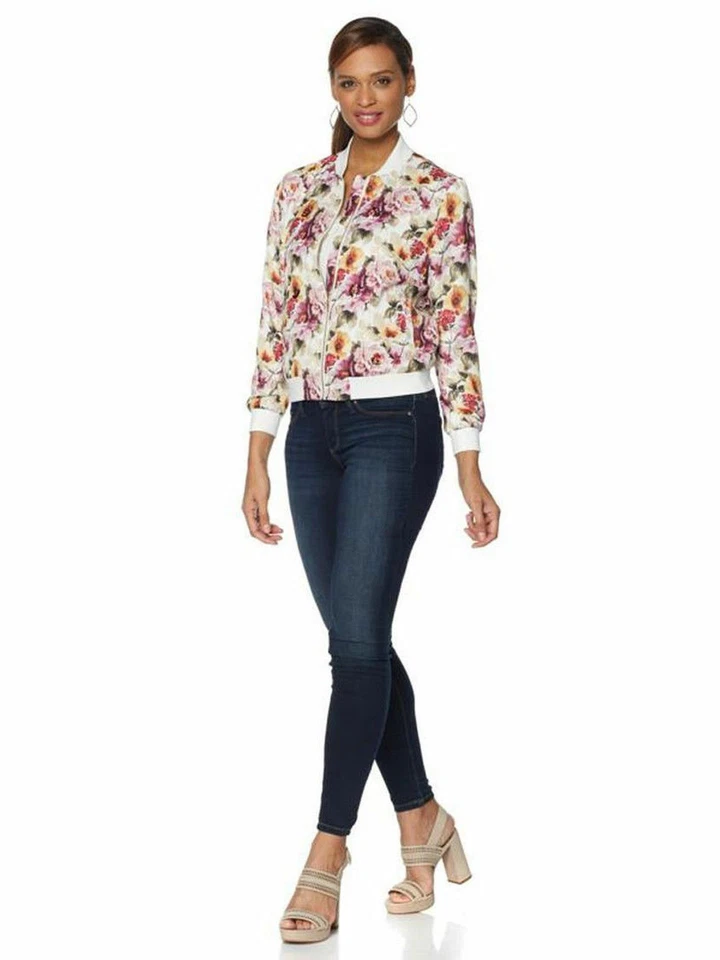 Jaqueta bombardeiro COLLEEN LOPEZ tamanho M lisonjeira estampa floral marfim floral - Imagem 2 de 3