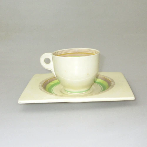 Clarice Cliff Biarritz Cup & Saucer - Liberty Stripe (Green)