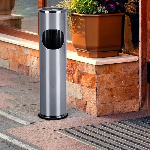 Mülleimer Aschenbecher Standaschenbecher Draußen Ascher Außen Edelstahl H 54 cm - Bild 5 von 9