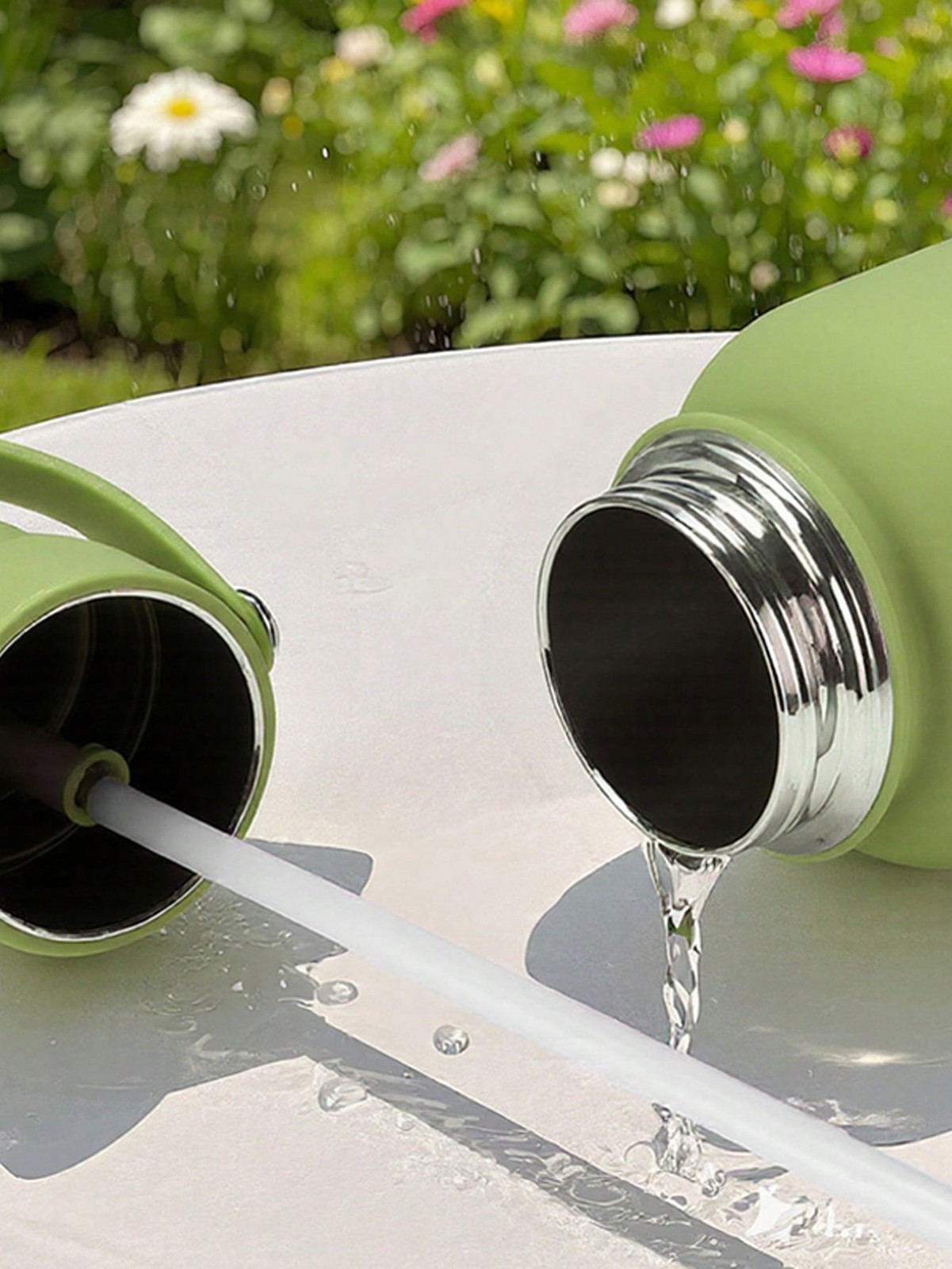 Sports Water Bottle w/Portable Handle，Straw，Stainless Steel，American-style，Wid