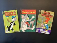 1965-1978 Lote de 3 cómics clave de oro Tom & Jerry Woody Woodpecker Piolín Silvestre