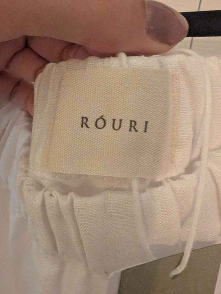 Pantalones Cortos Rouri Milos Lino Volantes Dobladillo Cintura Elástica Coqueta Hada Costera Foto 4 de 4