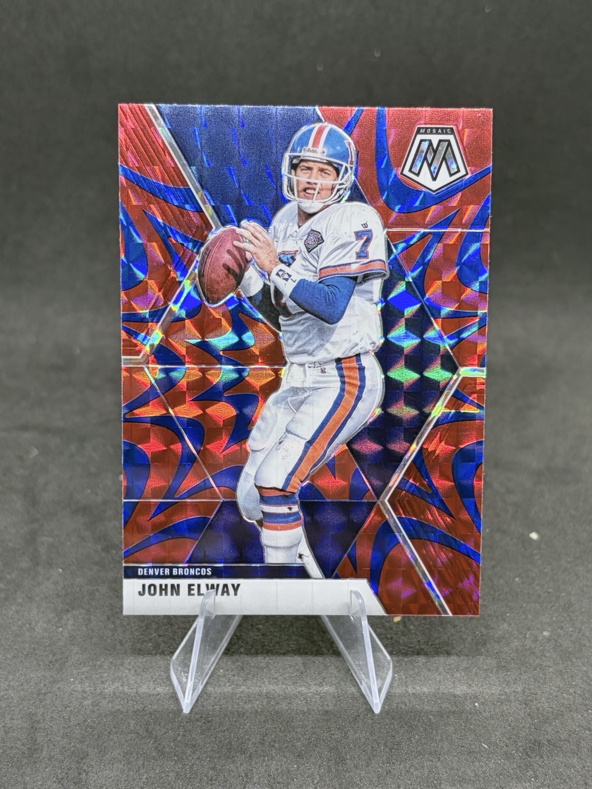 2020 Panini Mosaic Reactive Blue Prizm #67 John Elway Denver Broncos