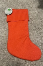 Bed Bath Beyond, H For Happy Orange CHRISTMAS Stocking, New With Tags