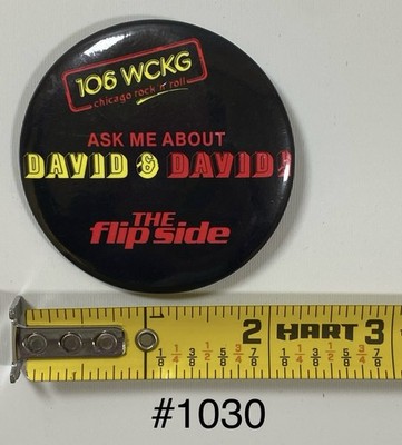 David + David 1980s Large Round A&M Records Promo Button Pin Rock Pop Folk