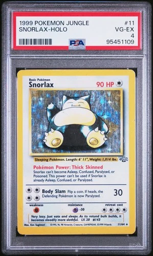 1999 POKEMON JUNGLE #11 SNORLAX-HOLO PSA 4