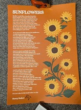 Harry Baker Signed Poster Sunflowers Poem