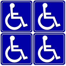 Outdoor/Indoor 4 Pack 3.5" X 3.5" Handicap Disabled Wheelchair Symbol Window D