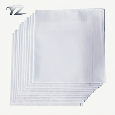 12Pcs Soft Cotton Handkerchiefs, 15''x15'' White Hankies, Classic Pocket Squares