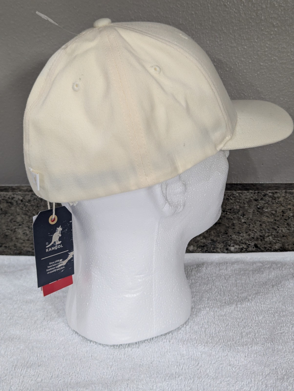 Kangol Hat Wool Flex Fit Stretch Baseball Cap L/XL Kangaroo Logo White Cream Tag image 7