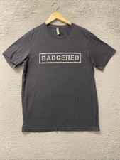 Badgered Shirt Sz L Dark Gray Short Sleeve Graphic /136-21