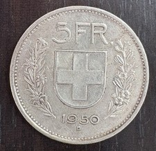 CONFEDERAZIONE SVIZZERA - 5 FRANCHI 1950 B BERNA