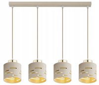 Pendelleuchte Esstisch 4-Flammig Beige Gold E27 L:60 Cm HäNgelampe Esszimmer
