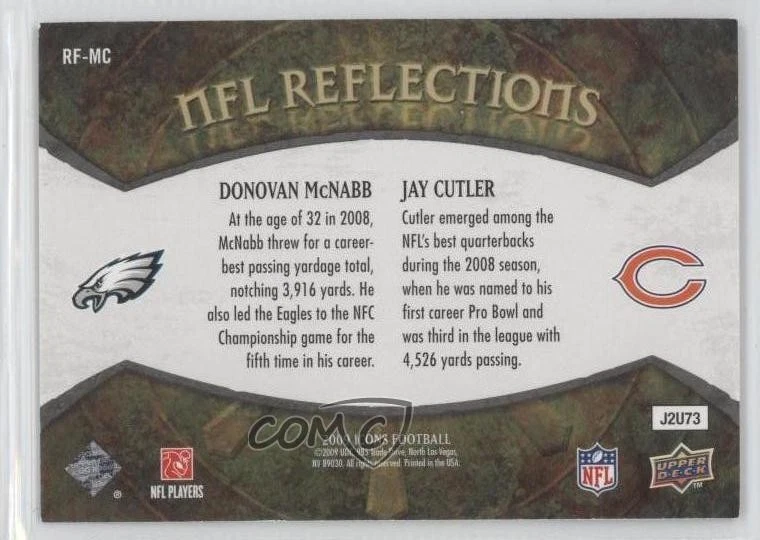 2009 Upper Deck Icons NFL Reflections Gold /199 Jay Cutler Donovan McNabb #RF-MC - Image 2 of 2