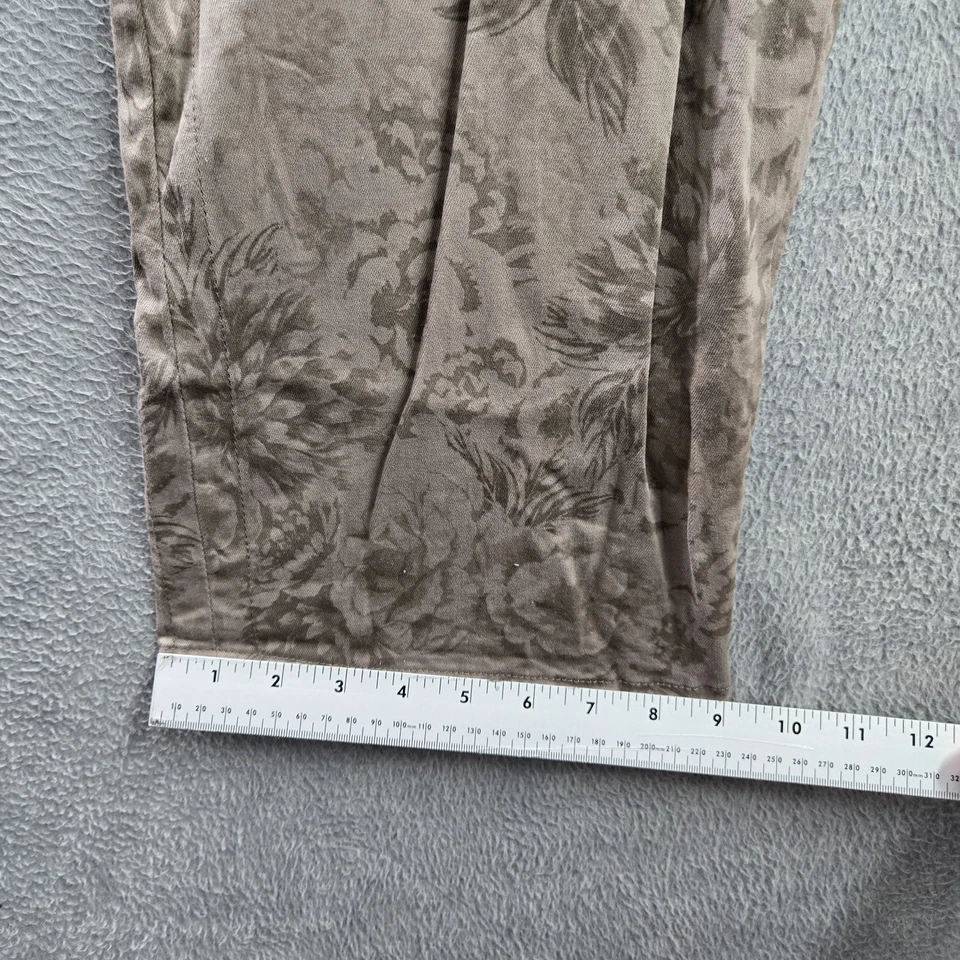 Pantalones Democracy Mujer 20W Taupe Carga Floral Sarga Absolución Botón 27" Entrepierna Foto 3 de 4
