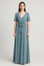 Show Me Your Mumu "Bridesmaid Sash Long" Maxi Dress XL Dusty Blue Hue Formal