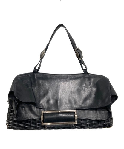 Givenchy Leather Combination Basket Bag Black / Silver Women's #TFB14071